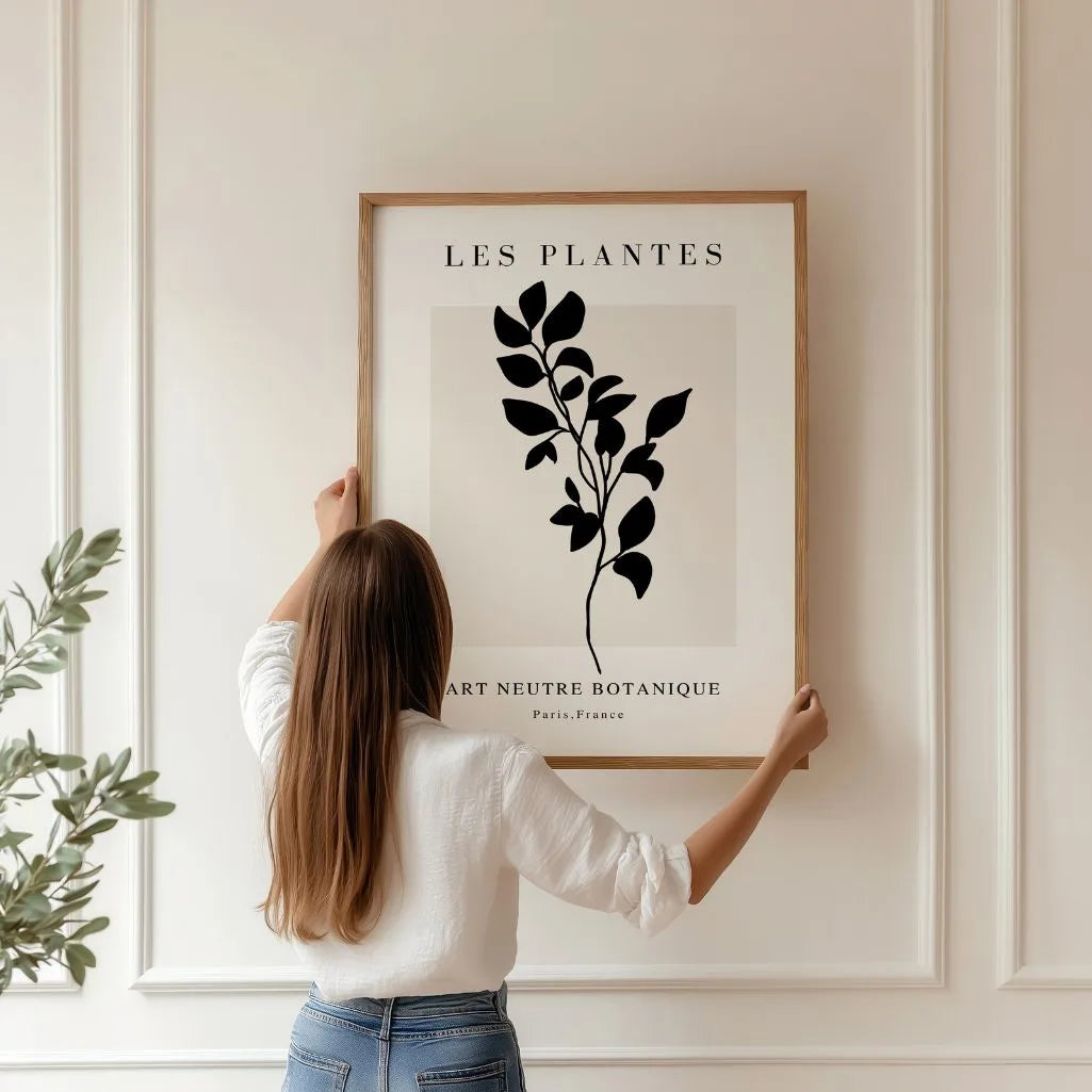 minimalist botanical branch poster bedroom calm neutral decor