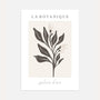 botanisches line art poster beige schwarz moderne florale illustration