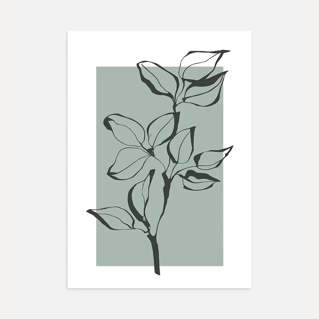 botanical line poster beige minimalist branch wall art
