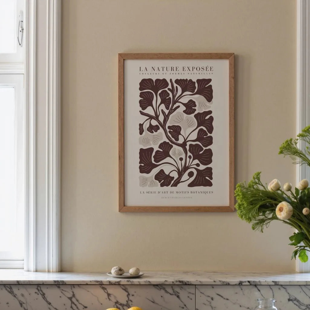 botanical pattern poster bedroom neutral wall art