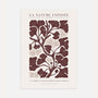 botanical pattern poster bordeaux leaves vintage wall art