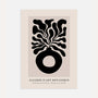 Botanical vase abstract poster with black organic shapes on beige background