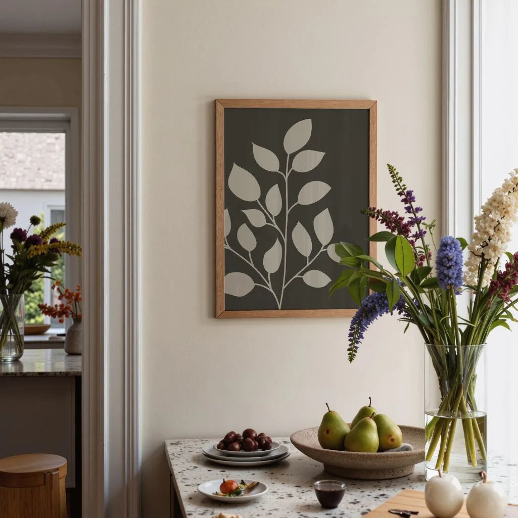 botanical branch poster gallery wall dark neutral decor