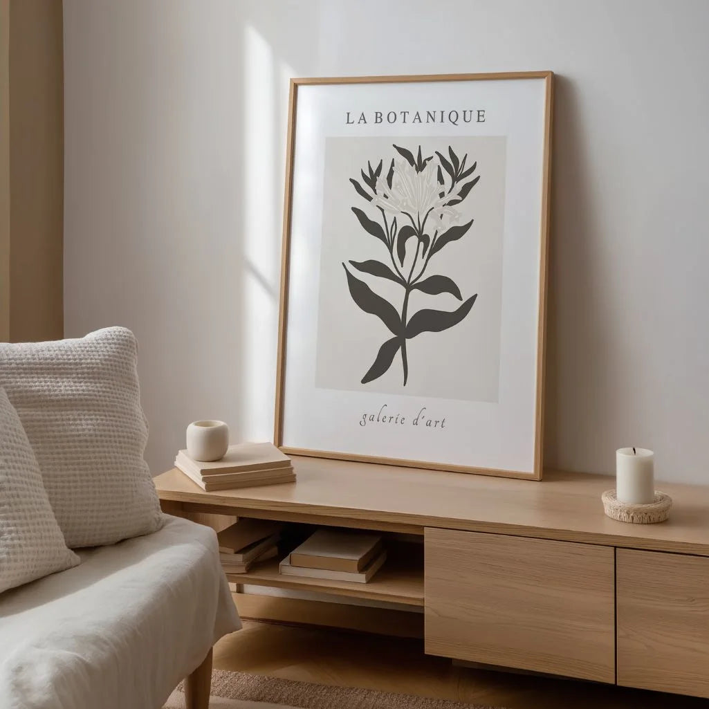 botanische zweig line art poster im schlafzimmer ruhige minimalistische dekoration