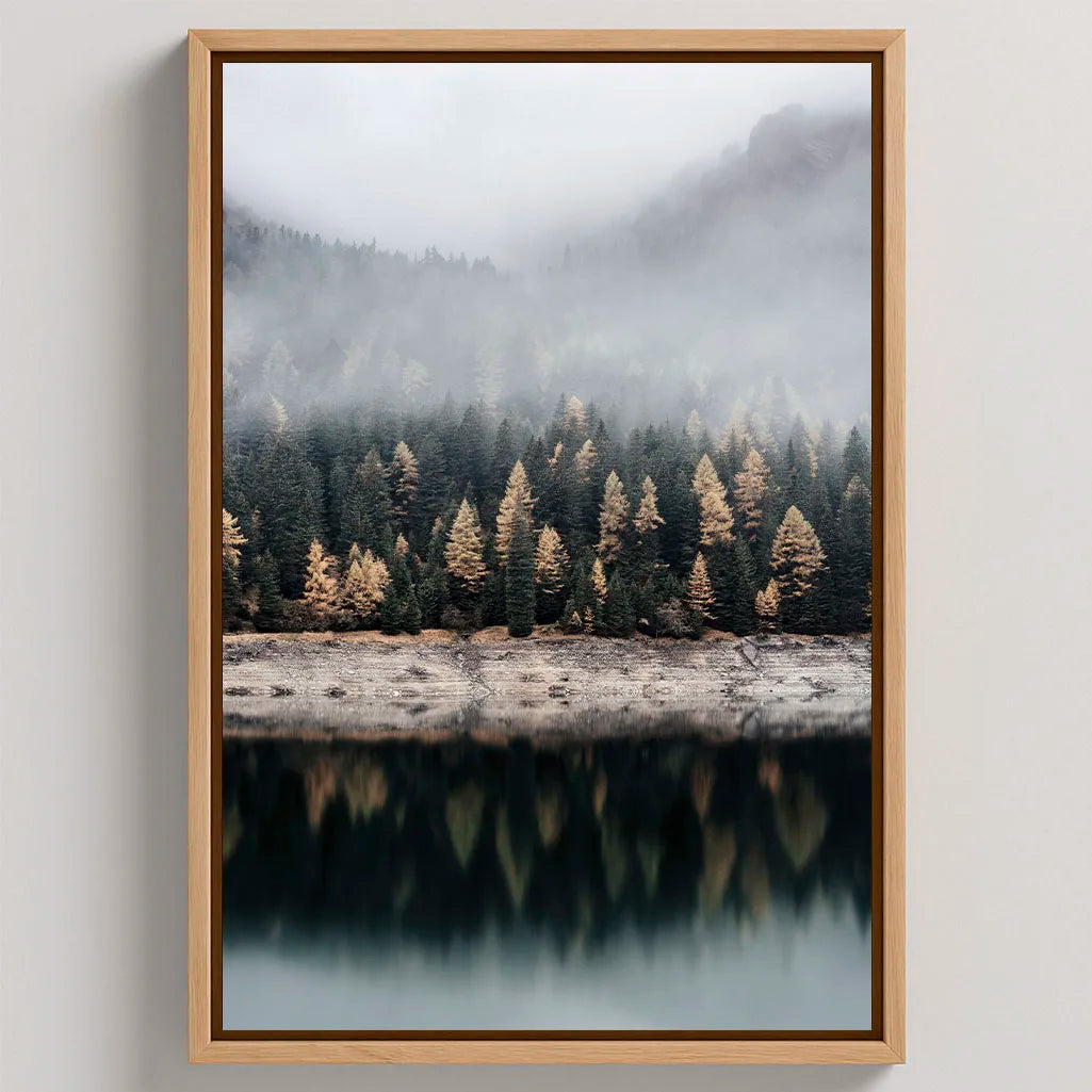 Tela incorniciata - Nebbia del mattino sul lago