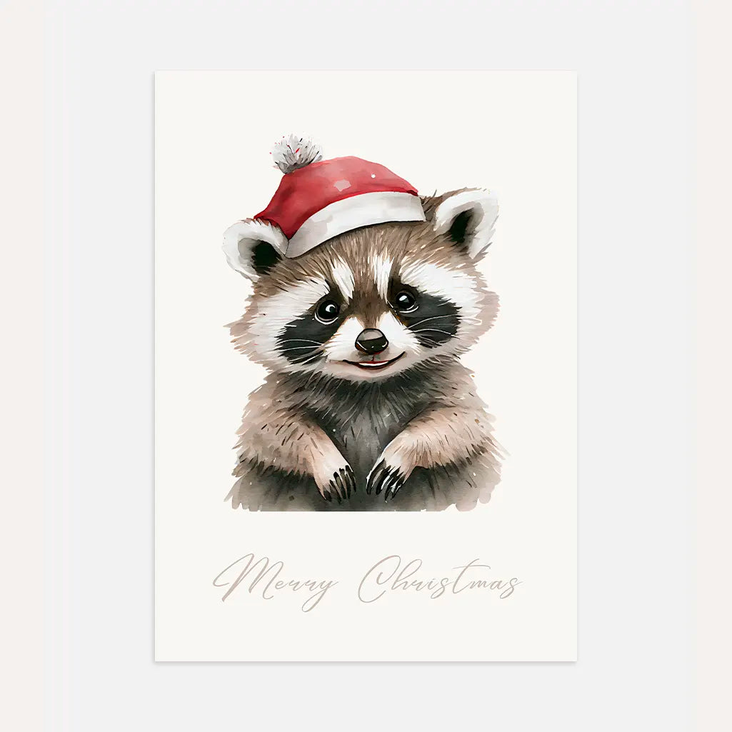 christmas raccoon poster kids holiday wall art