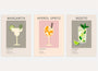 minimalist cocktail poster set with margarita aperol spritz mojito beige tones wall art for kitchen decor