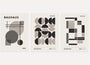 bauhaus poster set of 3 with black graphite and beige geometric circles and lines