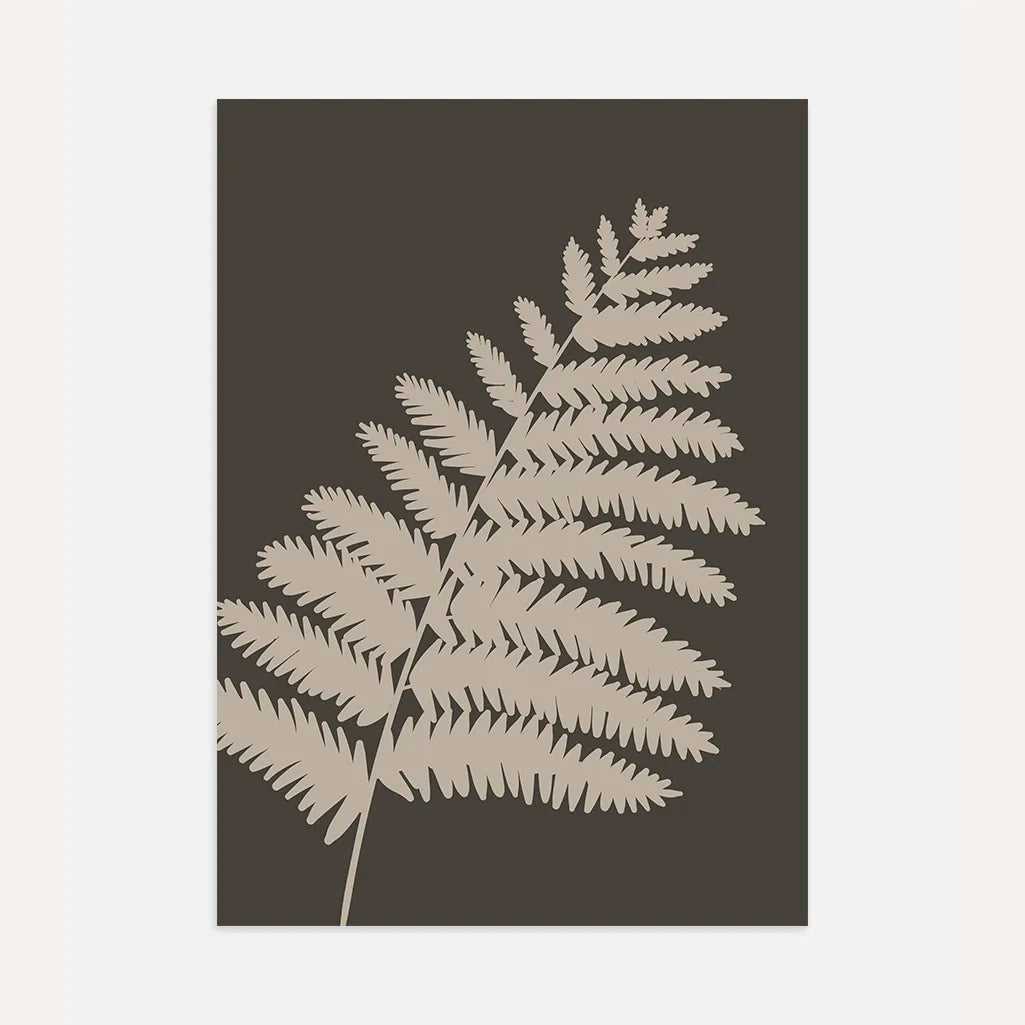 fern botanical poster dark background minimalist wall art