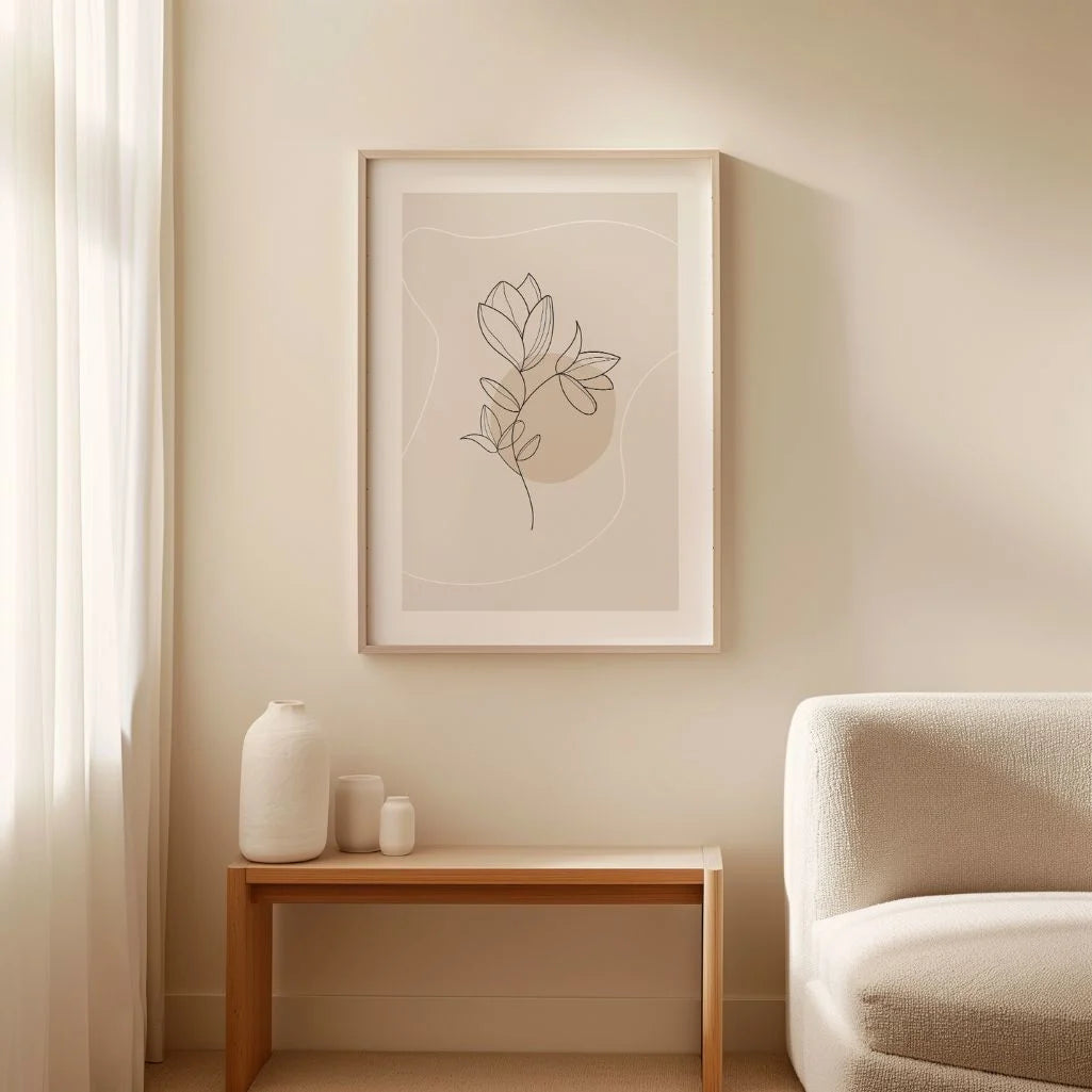 flower line detail beige poster