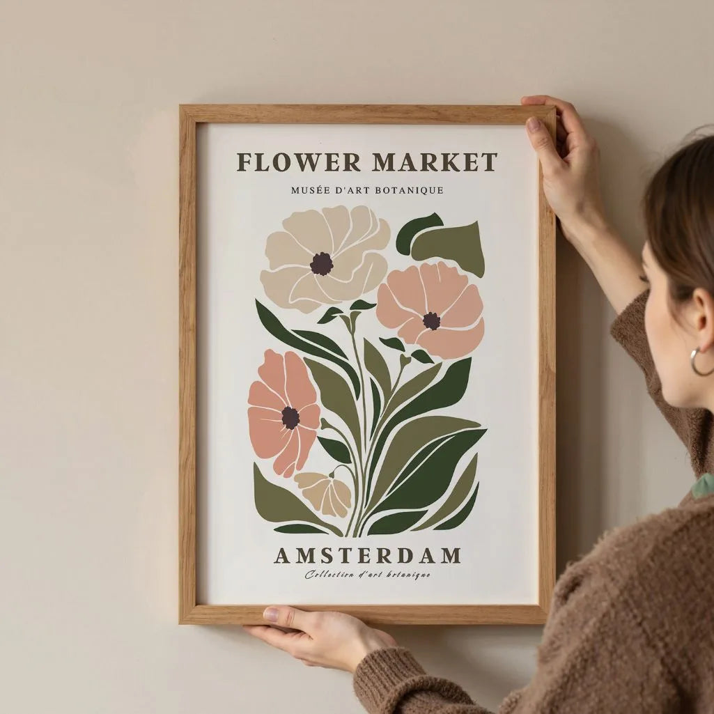 flower market amsterdam poster kitchen floral wall decor
