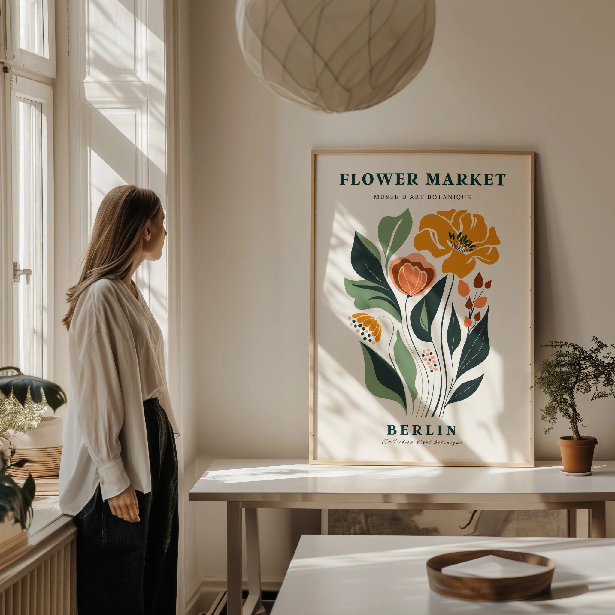 flower market berlin poster living room floral wall decor