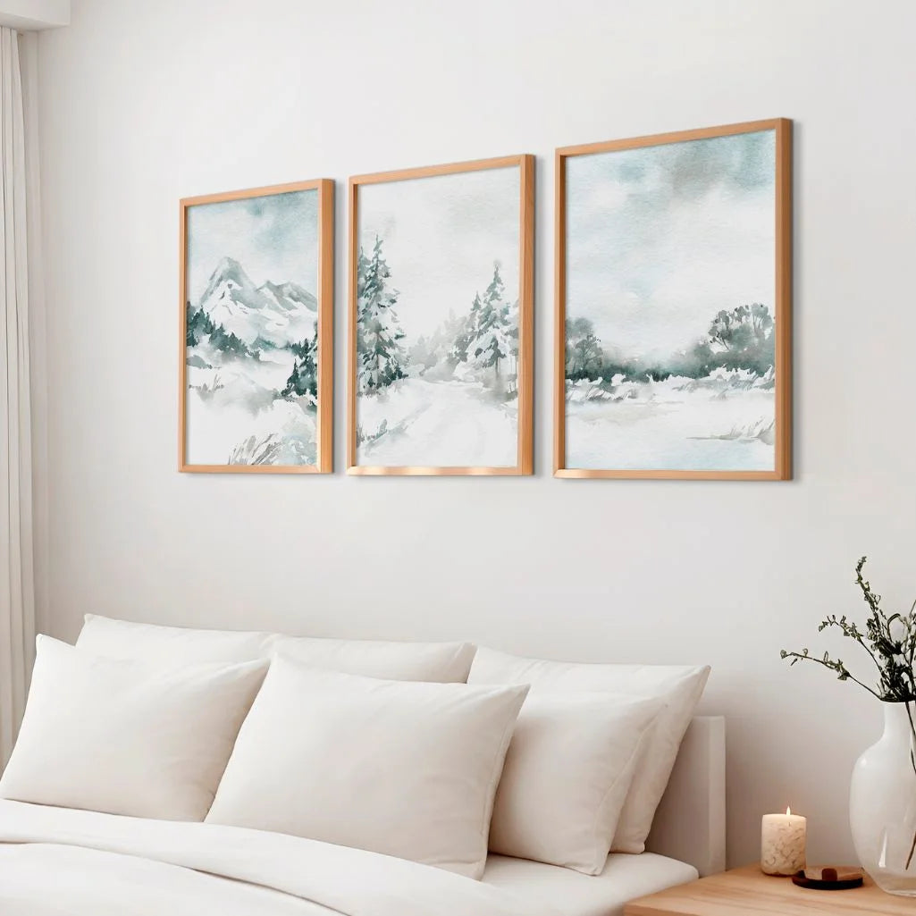 misty mountain poster set gallery wall calm landscape decor