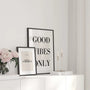 good vibes only poster black white gallery wall
