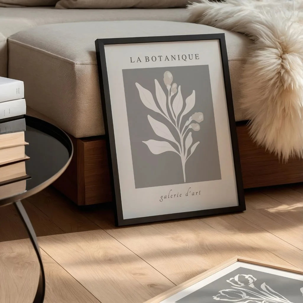 graphite botanical plant poster gallery wall modern minimalist decor