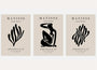 henri matisse black silhouette poster set of 3 beige background