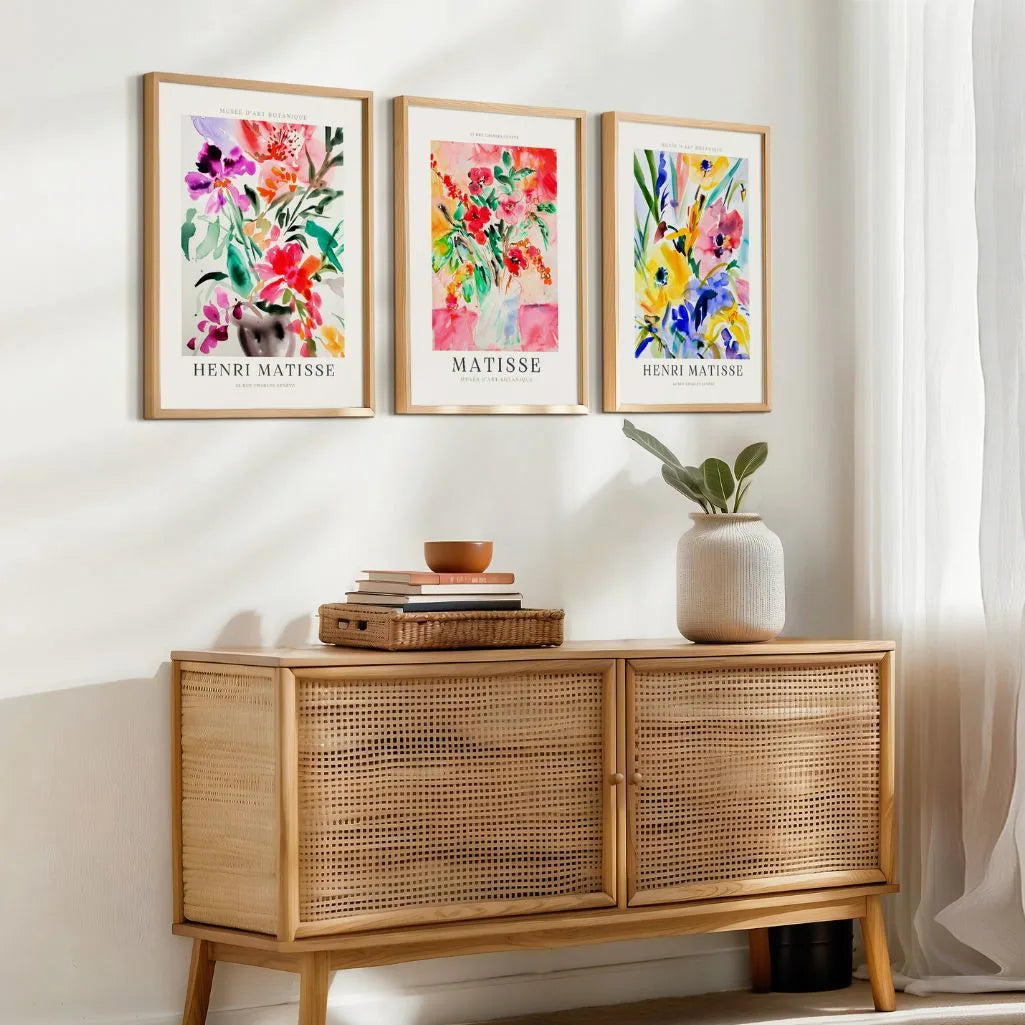 henri matisse colorful watercolor flowers kitchen wall art