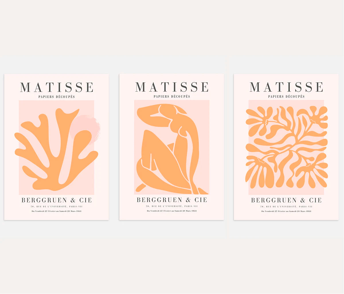 henri matisse poster set of 3 pastel cut out shapes wall art