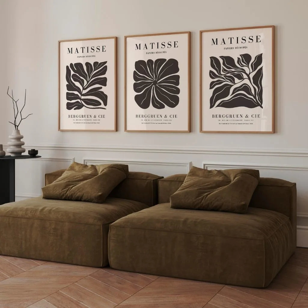 henri matisse earth tone minimalist wall art set
