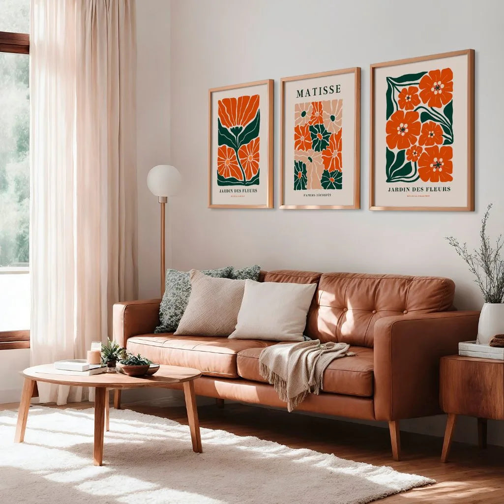 henri matisse flower posters orange green beige dining room wall art