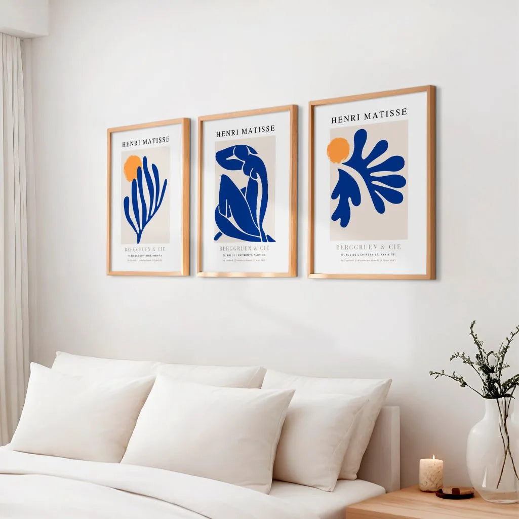 henri matisse poster set of 3 cut out navy black beige gallery wall