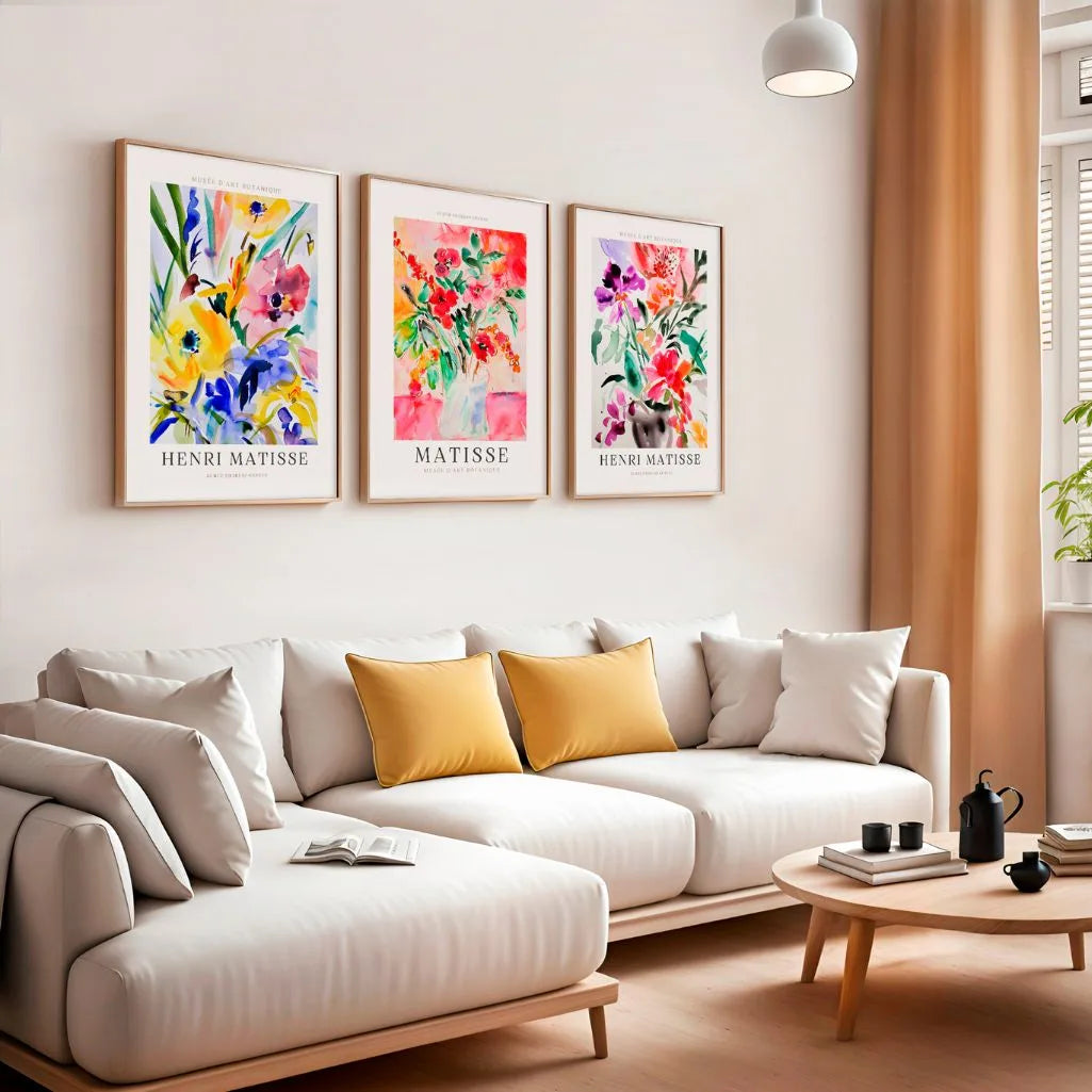 henri matisse poster set of 3 watercolor flowers gallery wall