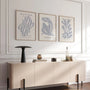 Henri Matisse minimal figure poster set in light blue tones for elegant wall decor