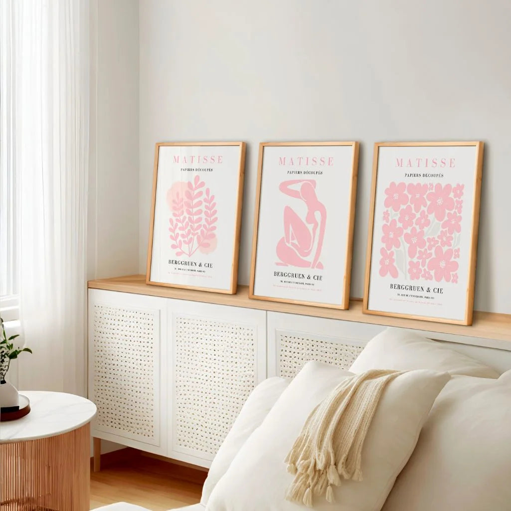 henri matisse pastel poster set pink beige bedroom decor