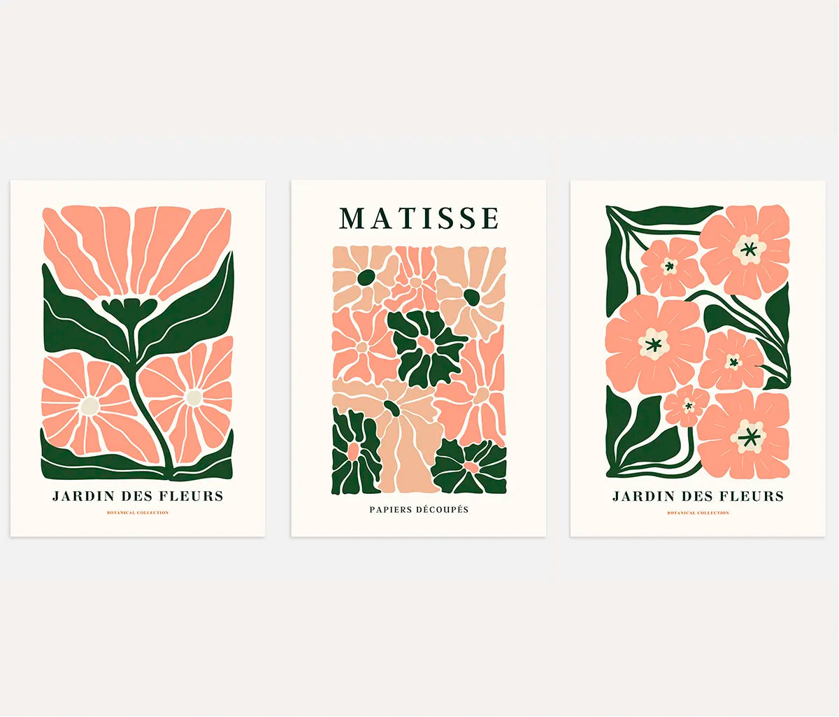 henri matisse poster set of 3 soft floral pink green beige wall art
