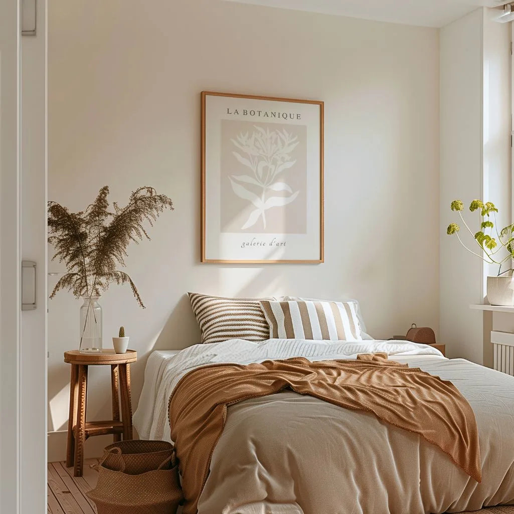 la botanique beige flowers poster living room decor