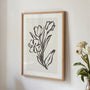 botanischer line art poster im büro kreative wandkunst modern