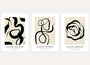 Line art poster set with black and beige abstract shapes minimalist wall art