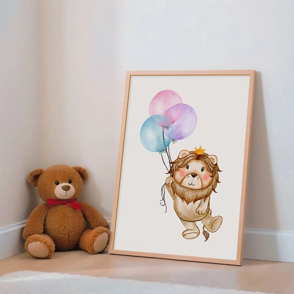 lion balloons poster nursery decor