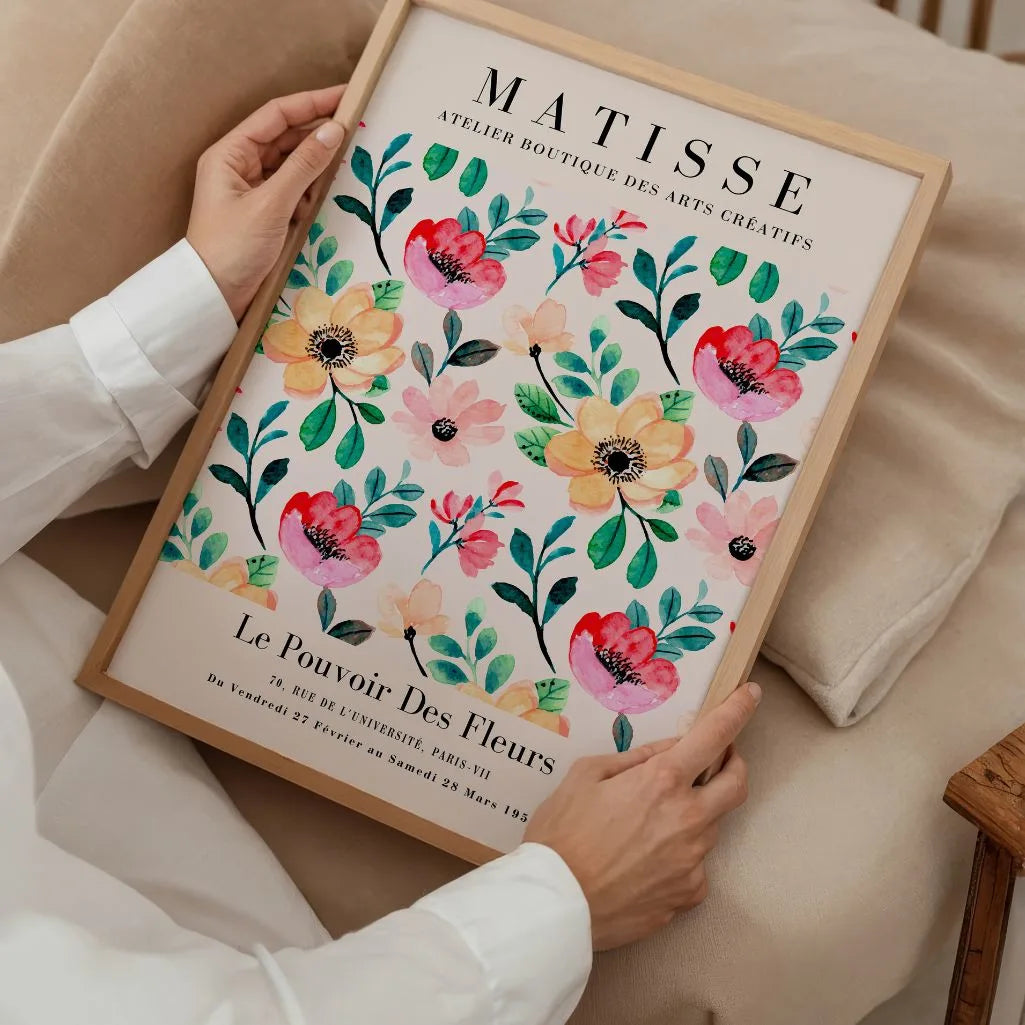 Matisse inspired colorful garden poster displayed in gallery wall arrangement
