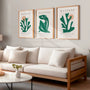 Henri Matisse mediterranean style poster set with green forms and terracotta sun for home decor