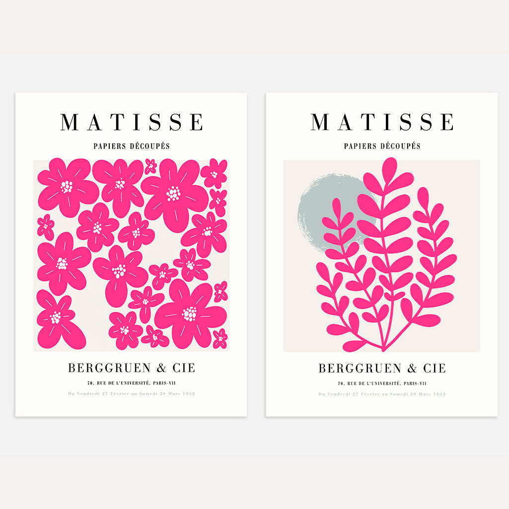 matisse pink floral forms poster set 2 wall art
