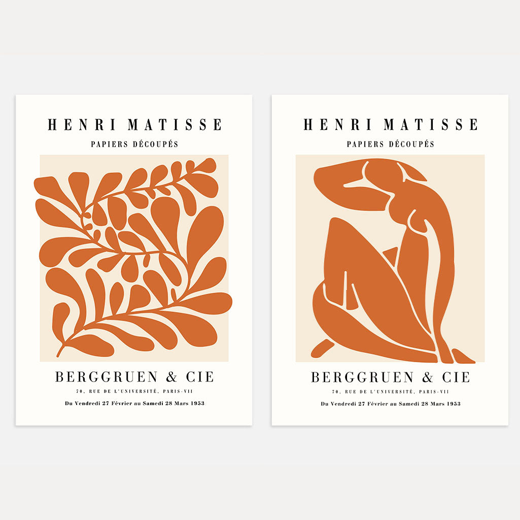 matisse terracotta abstract forms poster set of 2 wall art