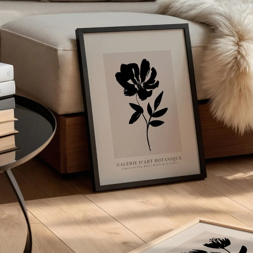 minimal flower poster bedroom japandi botanical wall art