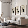 Minimal zen poster set for meditation space with black and beige tones