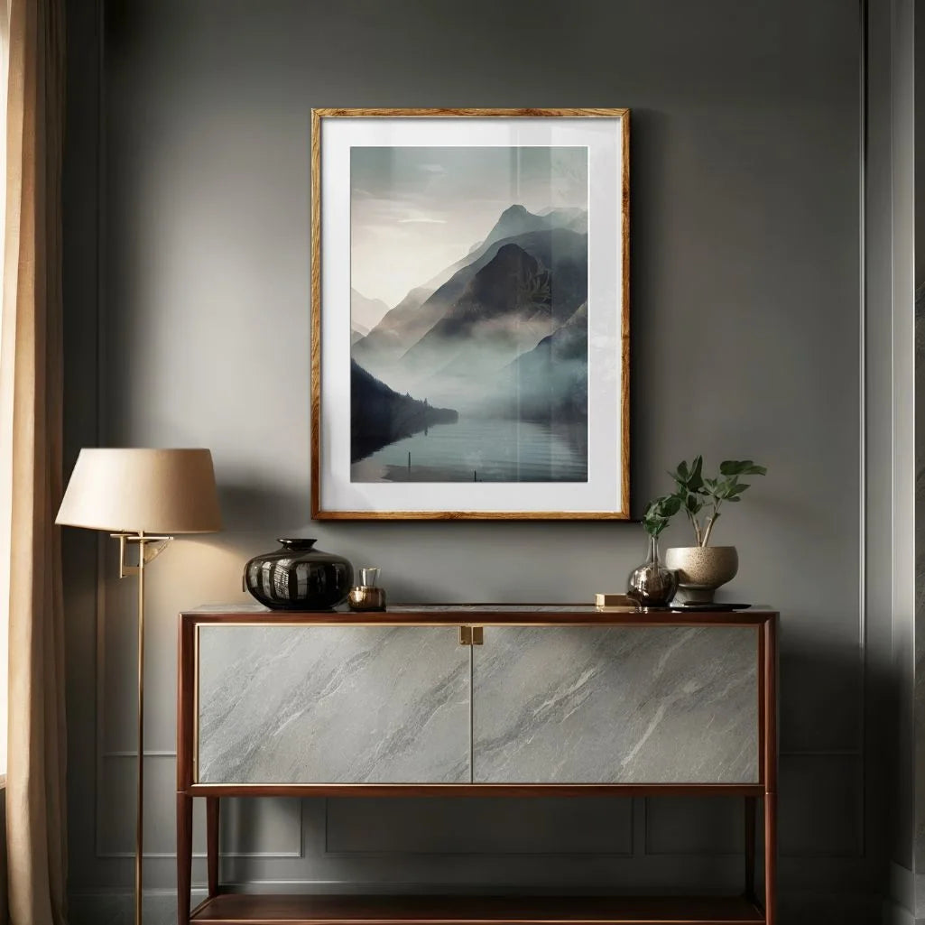 misty forest poster bedroom relaxing wall decor