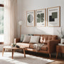 geometric bauhaus poster set styled in modern living room interior