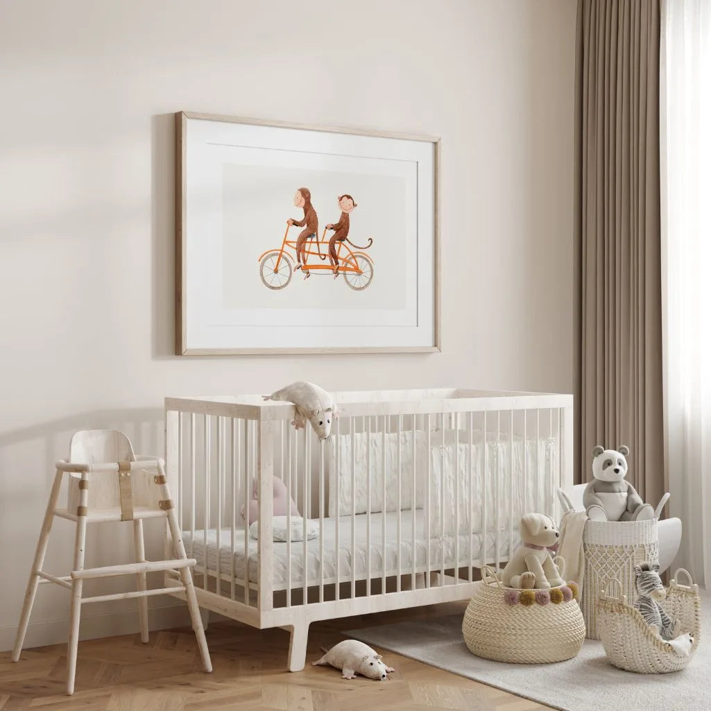 monkeys tandem bike poster kids gallery wall