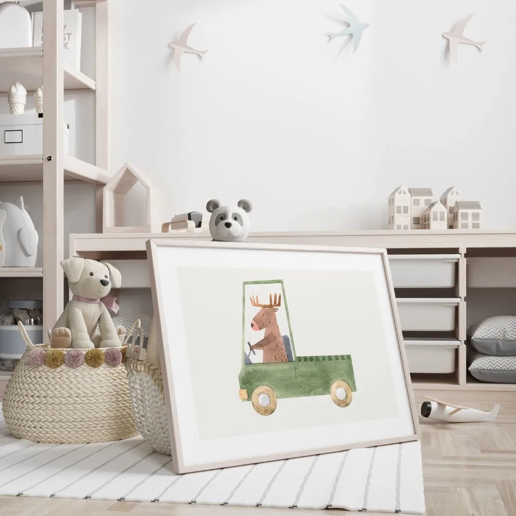 moose driving truck poster kids gallery wall