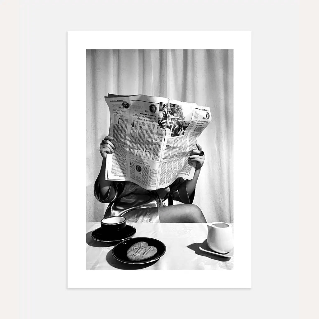 morning newspaper black white poster wall art