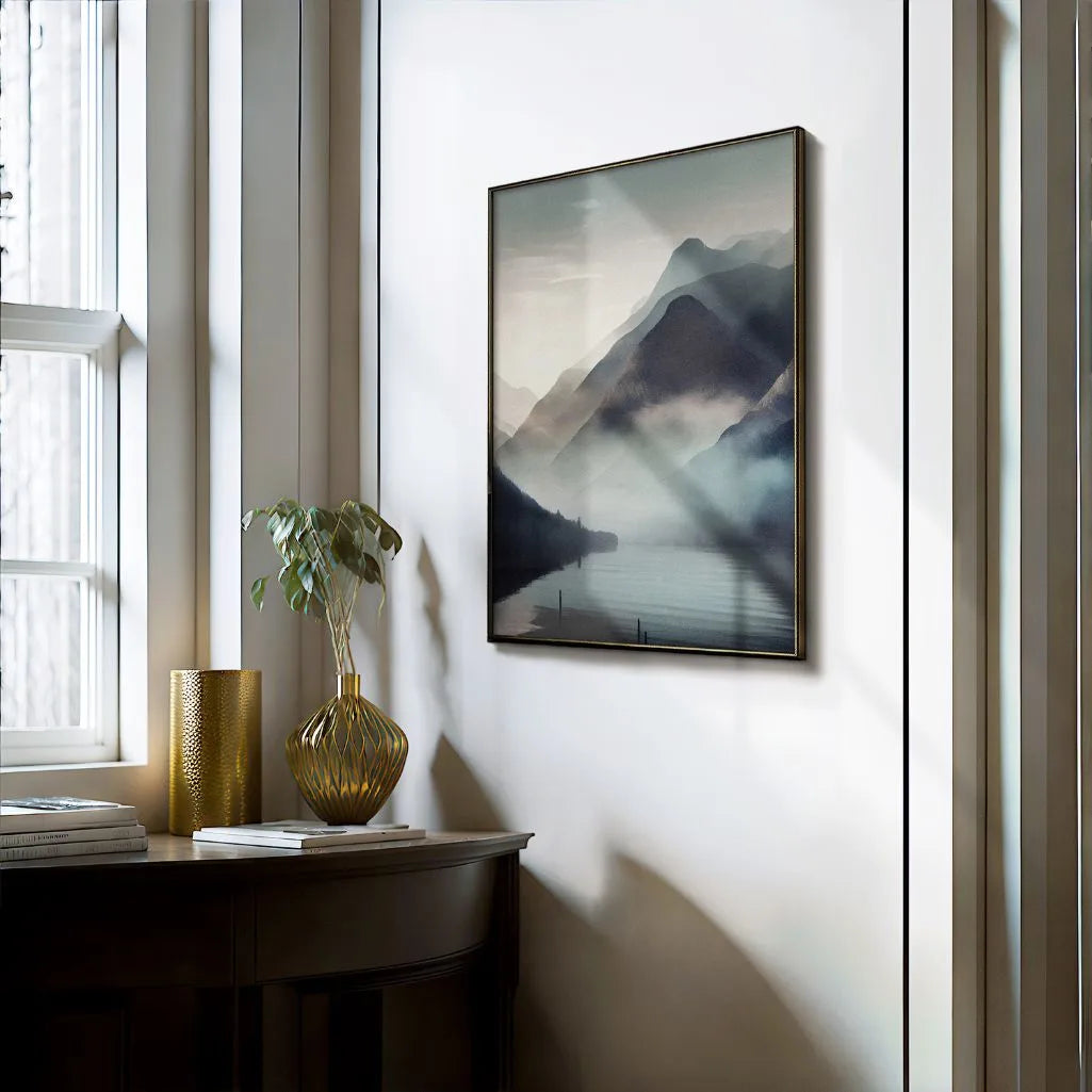 mountain lake poster reflection landscape wall art