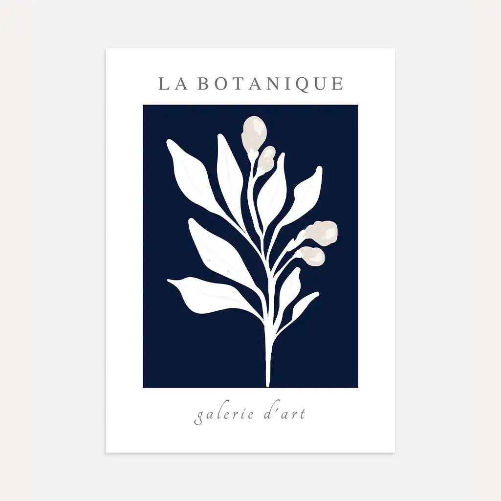 navy botanique minimalism poster dark blue botanical wall art