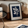 navy botanical poster living room modern minimalist decor