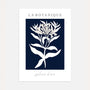navy minimalist flower silhouette poster botanical wall art