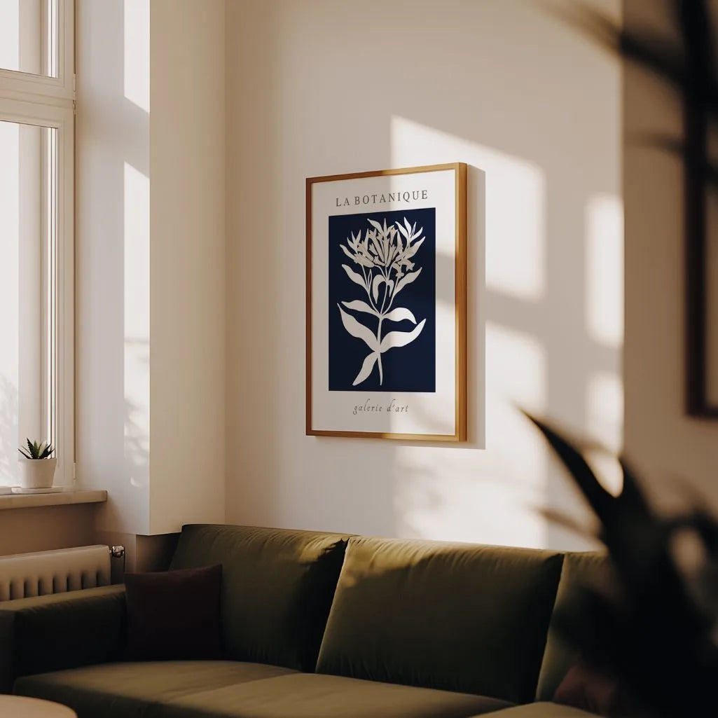  navy botanical silhouette poster gallery wall minimalist decor