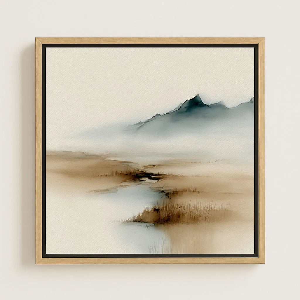 Tela incorniciata – Nebbia beige e blu